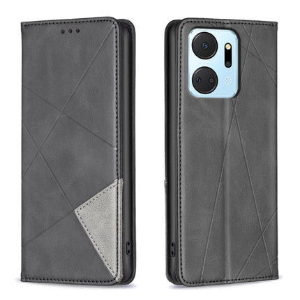 Rhombus Texture Magnetic Leather Phone Case, For Honor 90 5G, For Honor X7A