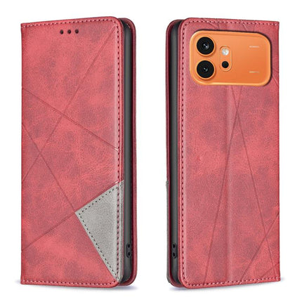 Rhombus Texture Magnetic Leather Phone Case, For Honor 600 Global, For Honor 600 Lite Global, For Honor X6d 5G, For Honor X8d 4G