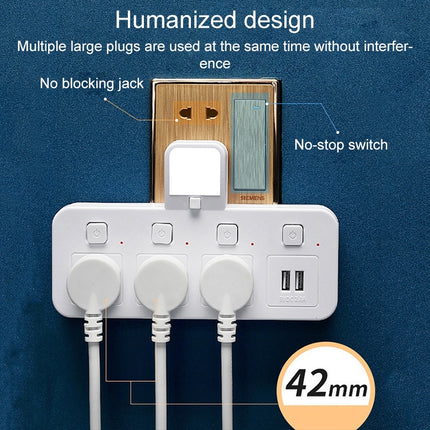 Home Office Multifunctional USB Wireless Plug Converter Plug Board, with Night Light, 1 to 4 + 2USB