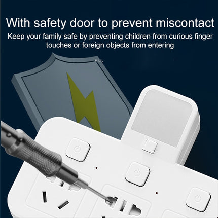 Home Office Multifunctional USB Wireless Plug Converter Plug Board, with Night Light, 1 to 4 + 2USB