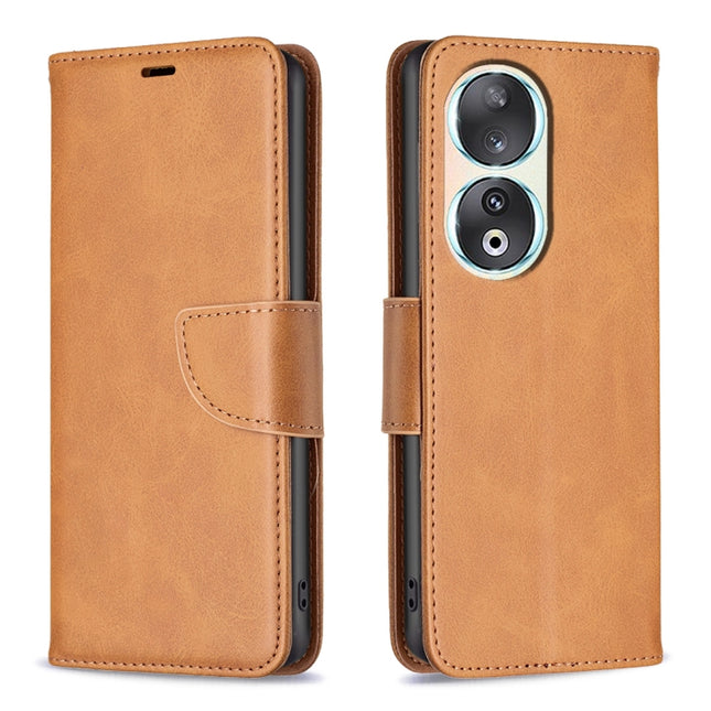 Lambskin Texture Pure Color Flip Leather Phone Case, For Honor 90 5G, For Honor X7a