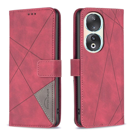 Magnetic Buckle Rhombus Texture Leather Phone Case, For Honor 90 5G, For Honor X7A