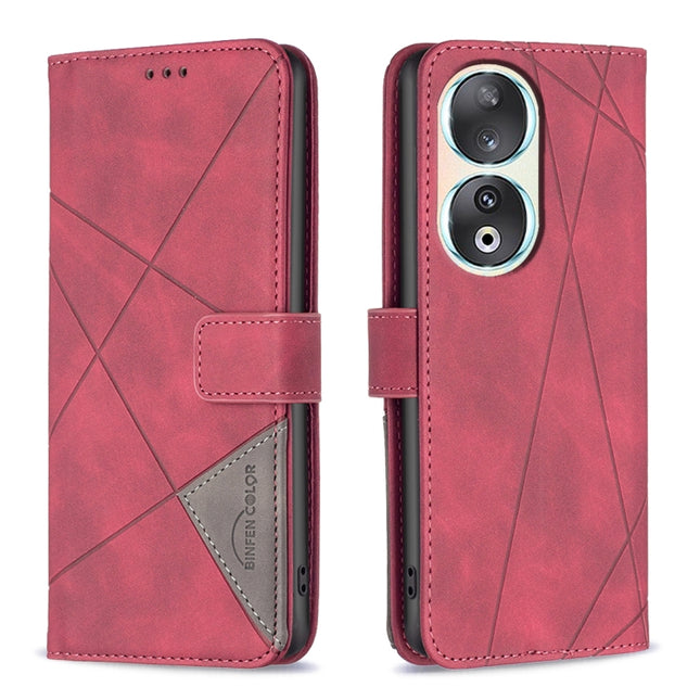 Magnetic Buckle Rhombus Texture Leather Phone Case, For Honor 90 5G, For Honor X7A