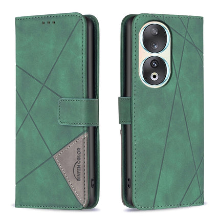 Magnetic Buckle Rhombus Texture Leather Phone Case, For Honor 90 5G, For Honor X7A