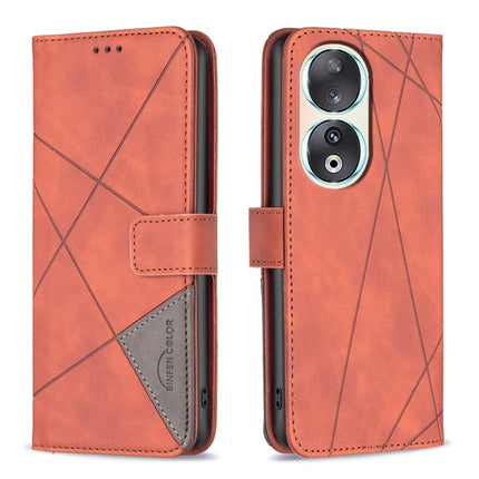 Magnetic Buckle Rhombus Texture Leather Phone Case, For Honor 90 5G, For Honor X7A
