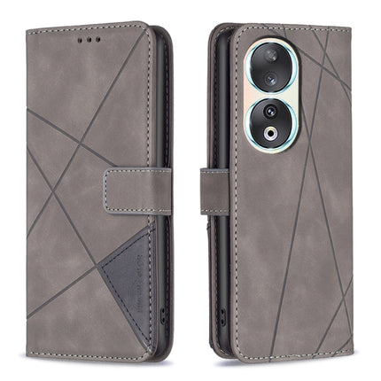 Magnetic Buckle Rhombus Texture Leather Phone Case, For Honor 90 5G, For Honor X7A