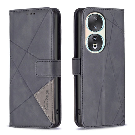 Magnetic Buckle Rhombus Texture Leather Phone Case, For Honor 90 5G, For Honor X7A