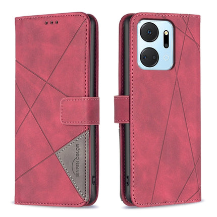 Magnetic Buckle Rhombus Texture Leather Phone Case, For Honor 90 5G, For Honor X7A