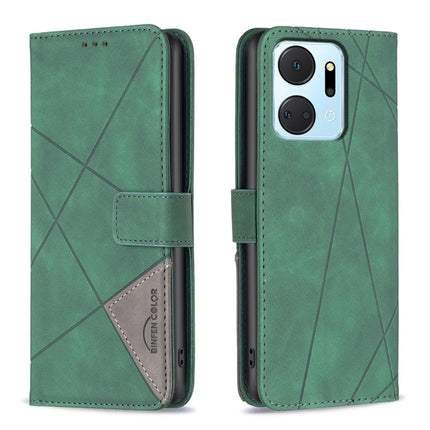 Magnetic Buckle Rhombus Texture Leather Phone Case, For Honor 90 5G, For Honor X7A