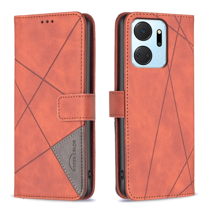 Magnetic Buckle Rhombus Texture Leather Phone Case, For Honor 90 5G, For Honor X7A