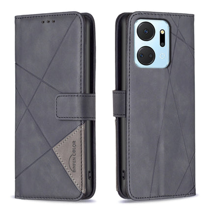Magnetic Buckle Rhombus Texture Leather Phone Case, For Honor 90 5G, For Honor X7A