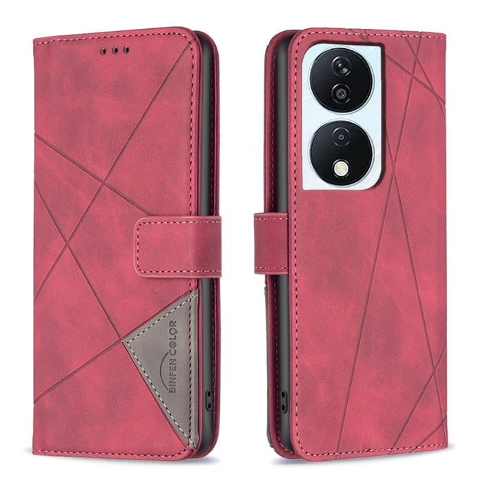 Magnetic Buckle Rhombus Texture Leather Phone Case, For Honor X7b, For Honor 100 Pro, For Honor 100, For Honor X6a