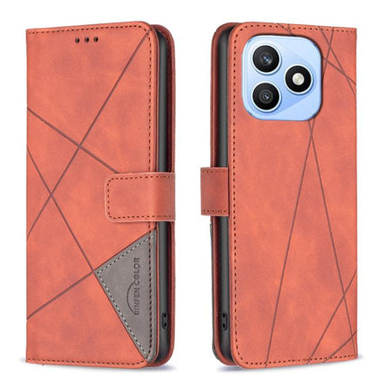 Magnetic Buckle Rhombus Texture Leather Phone Case, For Honor 600 Global, For Honor 600 Lite Global, For Honor X6d 5G, For Honor X8d 4G