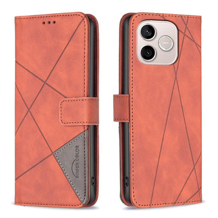Magnetic Buckle Rhombus Texture Leather Phone Case, For Honor 600 Global, For Honor 600 Lite Global, For Honor X6d 5G, For Honor X8d 4G