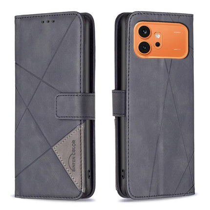 Magnetic Buckle Rhombus Texture Leather Phone Case, For Honor 600 Global, For Honor 600 Lite Global, For Honor X6d 5G, For Honor X8d 4G