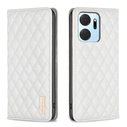 Diamond Lattice Magnetic Leather Flip Phone Case, For Honor X7a