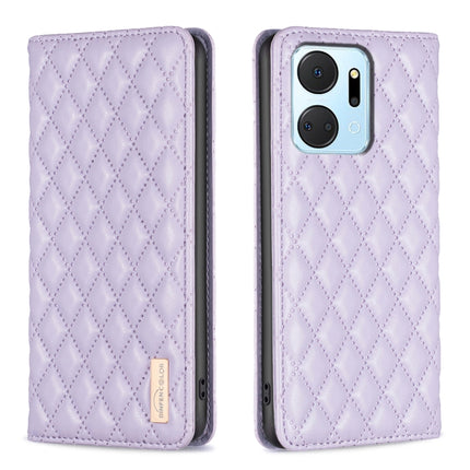 Diamond Lattice Magnetic Leather Flip Phone Case, For Honor X7a