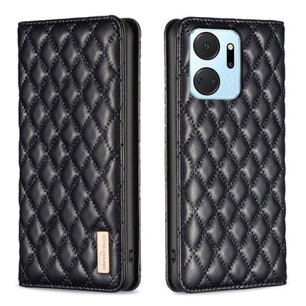 Diamond Lattice Magnetic Leather Flip Phone Case, For Honor X7a
