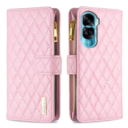 Diamond Lattice Zipper Wallet Leather Flip Phone Case, For Honor 100 Pro, For Honor 100, For Honor X6a, For Honor 90 Lite / X50i