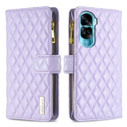 Diamond Lattice Zipper Wallet Leather Flip Phone Case, For Honor 100 Pro, For Honor 100, For Honor X6a, For Honor 90 Lite / X50i