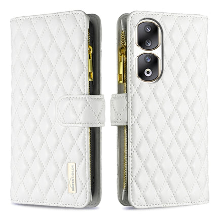 Diamond Lattice Zipper Wallet Leather Flip Phone Case, For Honor 90 Pro, For Honor 90 5G, For Honor X7a