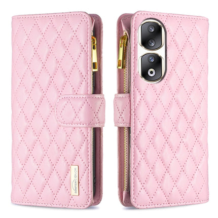 Diamond Lattice Zipper Wallet Leather Flip Phone Case, For Honor 90 Pro, For Honor 90 5G, For Honor X7a