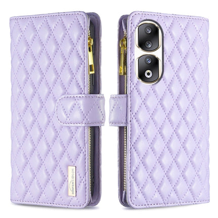 Diamond Lattice Zipper Wallet Leather Flip Phone Case, For Honor 90 Pro, For Honor 90 5G, For Honor X7a