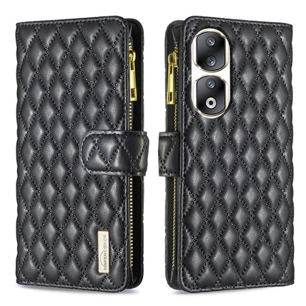 Diamond Lattice Zipper Wallet Leather Flip Phone Case, For Honor 90 Pro, For Honor 90 5G, For Honor X7a