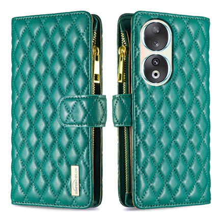 Diamond Lattice Zipper Wallet Leather Flip Phone Case, For Honor 90 Pro, For Honor 90 5G, For Honor X7a