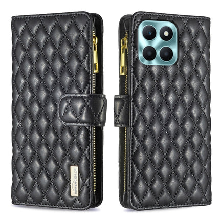 Diamond Lattice Zipper Wallet Leather Flip Phone Case, For Honor 100 Pro, For Honor 100, For Honor X6a, For Honor 90 Lite / X50i