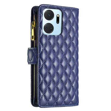 Diamond Lattice Zipper Wallet Leather Flip Phone Case, For Honor X7a