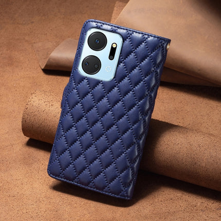 Diamond Lattice Zipper Wallet Leather Flip Phone Case, For Honor X7a