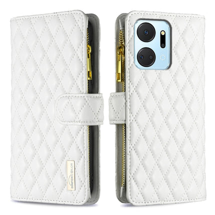 Diamond Lattice Zipper Wallet Leather Flip Phone Case, For Honor 90 Pro, For Honor 90 5G, For Honor X7a