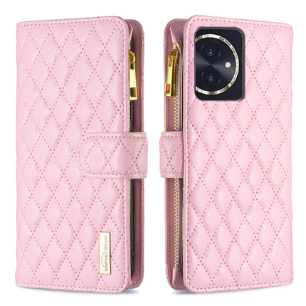 Diamond Lattice Zipper Wallet Leather Flip Phone Case, For Honor 100 Pro, For Honor 100, For Honor X6a, For Honor 90 Lite / X50i