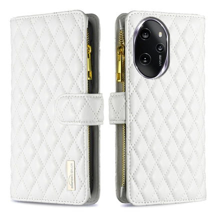 Diamond Lattice Zipper Wallet Leather Flip Phone Case, For Honor 100 Pro, For Honor 100, For Honor X6a, For Honor 90 Lite / X50i