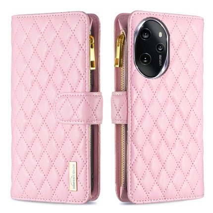 Diamond Lattice Zipper Wallet Leather Flip Phone Case, For Honor 100 Pro, For Honor 100, For Honor X6a, For Honor 90 Lite / X50i
