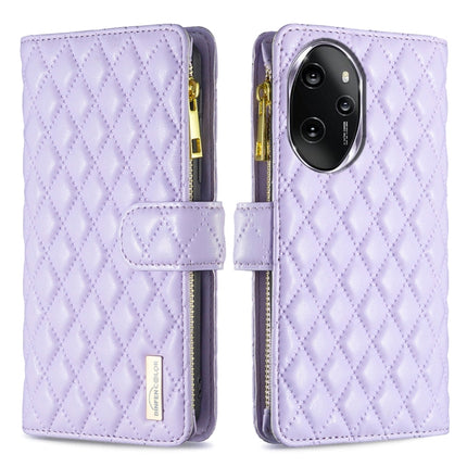 Diamond Lattice Zipper Wallet Leather Flip Phone Case, For Honor 100 Pro, For Honor 100, For Honor X6a, For Honor 90 Lite / X50i