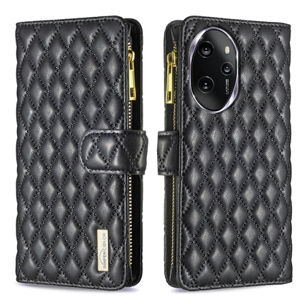Diamond Lattice Zipper Wallet Leather Flip Phone Case, For Honor 100 Pro, For Honor 100, For Honor X6a, For Honor 90 Lite / X50i