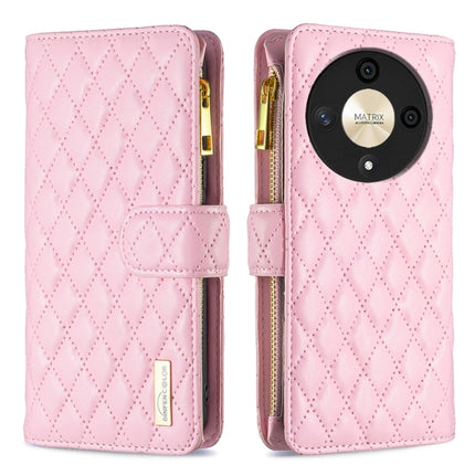 Diamond Lattice Zipper Wallet Leather Flip Phone Case, For Honor 600 Global, For Honor X8b, For Honor X9b / Magic6 Lite 5G, For Honor X7b