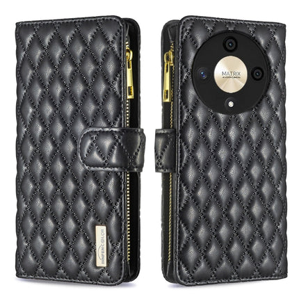 Diamond Lattice Zipper Wallet Leather Flip Phone Case, For Honor 600 Global, For Honor X8b, For Honor X9b / Magic6 Lite 5G, For Honor X7b
