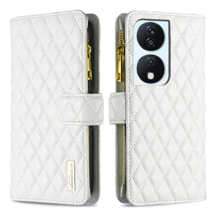 Diamond Lattice Zipper Wallet Leather Flip Phone Case, For Honor 600 Global, For Honor X8b, For Honor X9b / Magic6 Lite 5G, For Honor X7b