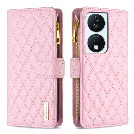 Diamond Lattice Zipper Wallet Leather Flip Phone Case, For Honor 600 Global, For Honor X8b, For Honor X9b / Magic6 Lite 5G, For Honor X7b