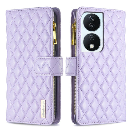 Diamond Lattice Zipper Wallet Leather Flip Phone Case, For Honor 600 Global, For Honor X8b, For Honor X9b / Magic6 Lite 5G, For Honor X7b