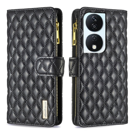 Diamond Lattice Zipper Wallet Leather Flip Phone Case, For Honor 600 Global, For Honor X8b, For Honor X9b / Magic6 Lite 5G, For Honor X7b
