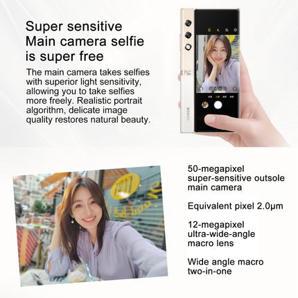 Honor V Purse 5G, Side Fingerprint, 7.71 inch + 6.45 inch MagicOS 7.2 Qualcomm Snapdragon 778G Octa Core, Network: 5G, OTG, NFC, Not Support Google Play