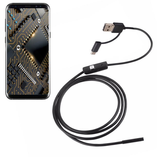 AN100 3 in 1 IP67 Waterproof USB-C / Type-C + Micro USB + USB HD Endoscope Hard Tube Inspection Camera for Parts of OTG Function Android Mobile Phone, with 6 LEDs, 5.5mm, 7mm, 8mm