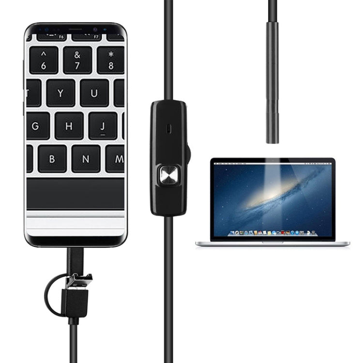 AN100 3 in 1 IP67 Waterproof USB-C / Type-C + Micro USB + USB HD Endoscope Hard Tube Inspection Camera for Parts of OTG Function Android Mobile Phone, with 6 LEDs, 5.5mm, 7mm, 8mm