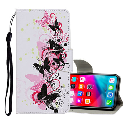 Horizontale Klapphülle aus Leder mit farbigem Zeichenmuster, Halter, Kartenfächern und Geldbörse, für iPhone 11