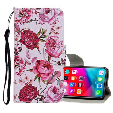 Horizontale Klapphülle aus Leder mit farbigem Zeichenmuster, Halter, Kartenfächern und Geldbörse, für iPhone 11