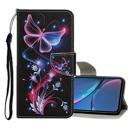 Horizontale Klapphülle aus Leder mit farbigem Zeichenmuster, Halter, Kartenfächern und Geldbörse, für iPhone 11